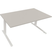 Sitz-Steh-Schreibtisch All in One, elektrisch höhenverstellbar, 64,5-127,5cm (H), 160x90cm (BxT), rechteckig, lichtgrau / weiß