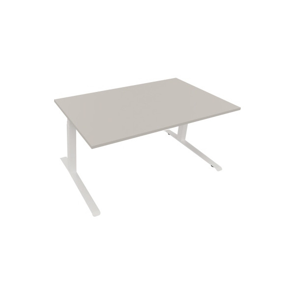 4003969085794 - Sitz-Steh-Schreibtisch All in One elektrisch höhenverstellbar 645-1275cm (H) 160x90cm (BxT) rechteckig lichtgrau   weiß 4