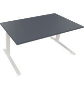 Sitz-Steh-Schreibtisch All in One, elektrisch höhenverstellbar, 64,5-127,5cm (H), 160x90cm (BxT), rechteckig, lavagrau / weiß