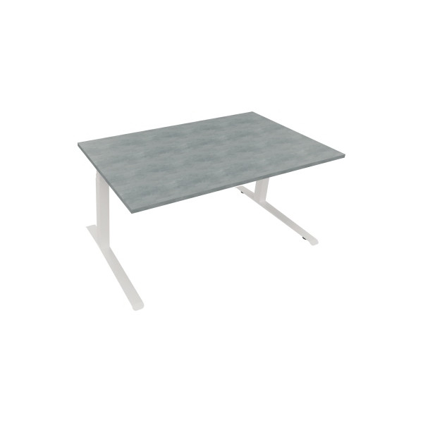 4003969085800 - Sitz-Steh-Schreibtisch All in One elektrisch höhenverstellbar 645-1275cm (H) 160x90cm (BxT) rechteckig beton hell   weiß 