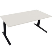 Sitz-Steh-Schreibtisch All in One, elektrisch höhenverstellbar, 64,5-127,5cm (H), 180x80cm (BxT), rechteckig, weiß / anthrazit m