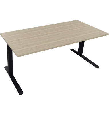 Sitz-Steh-Schreibtisch All in One, elektrisch h&ouml;henverstellbar, 64,5-127,5cm (H), 180x80cm (BxT), rechteckig, eiche natur / anth
