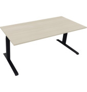 Sitz-Steh-Schreibtisch All in One, elektrisch höhenverstellbar, 64,5-127,5cm (H), 180x80cm (BxT), rechteckig, akazie hell / anthrazit metallic
