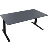 Sitz-Steh-Schreibtisch All in One, elektrisch höhenverstellbar, 64,5-127,5cm (H), 180x80cm (BxT), rechteckig, lavagrau / anthraz