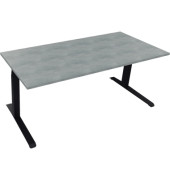 Sitz-Steh-Schreibtisch All in One, elektrisch höhenverstellbar, 64,5-127,5cm (H), 180x80cm (BxT), rechteckig, beton hell / anthr