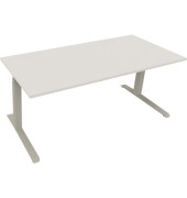 Sitz-Steh-Schreibtisch All in One, elektrisch höhenverstellbar, 64,5-127,5cm (H), 180x80cm (BxT), rechteckig, weiß / silberaluminium