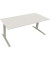 Sitz-Steh-Schreibtisch All in One, elektrisch höhenverstellbar, 64,5-127,5cm (H), 180x80cm (BxT), rechteckig, weiß / silberalumi