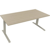 Sitz-Steh-Schreibtisch All in One, elektrisch h&ouml;henverstellbar, 64,5-127,5cm (H), 180x80cm (BxT), rechteckig, eiche natur / silb
