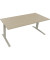 Sitz-Steh-Schreibtisch All in One, elektrisch höhenverstellbar, 64,5-127,5cm (H), 180x80cm (BxT), rechteckig, eiche natur / silb