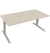 Sitz-Steh-Schreibtisch All in One, elektrisch h&ouml;henverstellbar, 64,5-127,5cm (H), 180x80cm (BxT), rechteckig, akazie hell / silb