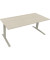 Sitz-Steh-Schreibtisch All in One, elektrisch höhenverstellbar, 64,5-127,5cm (H), 180x80cm (BxT), rechteckig, akazie hell / silb