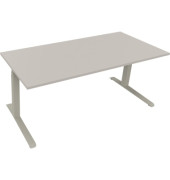 Sitz-Steh-Schreibtisch All in One, elektrisch h&ouml;henverstellbar, 64,5-127,5cm (H), 180x80cm (BxT), rechteckig, lichtgrau / silber