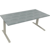 Sitz-Steh-Schreibtisch All in One, elektrisch h&ouml;henverstellbar, 64,5-127,5cm (H), 180x80cm (BxT), rechteckig, beton hell / silbe