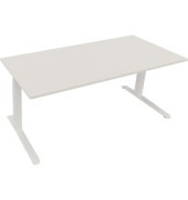 Sitz-Steh-Schreibtisch All in One, elektrisch höhenverstellbar, 64,5-127,5cm (H), 180x80cm (BxT), rechteckig, weiß / weiß
