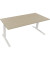 Sitz-Steh-Schreibtisch All in One, elektrisch höhenverstellbar, 64,5-127,5cm (H), 180x80cm (BxT), rechteckig, eiche natur / weiß