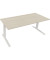 Sitz-Steh-Schreibtisch All in One, elektrisch höhenverstellbar, 64,5-127,5cm (H), 180x80cm (BxT), rechteckig, akazie hell / weiß