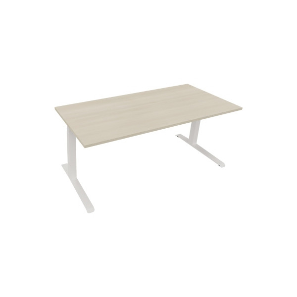 4003969084841 - Sitz-Steh-Schreibtisch All in One elektrisch höhenverstellbar 645-1275cm (H) 180x80cm (BxT) rechteckig akazie hell   weiß