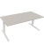 Sitz-Steh-Schreibtisch All in One, elektrisch höhenverstellbar, 64,5-127,5cm (H), 180x80cm (BxT), rechteckig, lichtgrau / weiß
