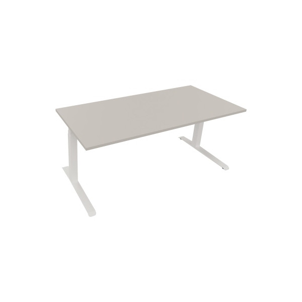 4003969084858 - Sitz-Steh-Schreibtisch All in One elektrisch höhenverstellbar 645-1275cm (H) 180x80cm (BxT) rechteckig lichtgrau   weiß 4