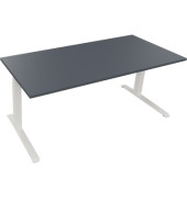 Sitz-Steh-Schreibtisch All in One, elektrisch höhenverstellbar, 64,5-127,5cm (H), 180x80cm (BxT), rechteckig, lavagrau / weiß