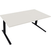 Sitz-Steh-Schreibtisch All in One, elektrisch höhenverstellbar, 64,5-127,5cm (H), 180x90cm (BxT), rechteckig, weiß / anthrazit m