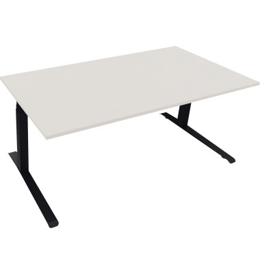 Sitz-Steh-Schreibtisch All in One, elektrisch h&ouml;henverstellbar, 64,5-127,5cm (H), 180x90cm (BxT), rechteckig, wei&szlig; / anthrazit m