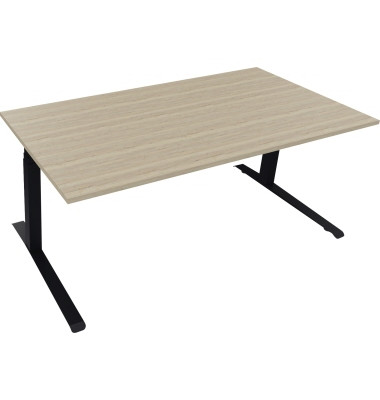 Sitz-Steh-Schreibtisch All in One, elektrisch h&ouml;henverstellbar, 64,5-127,5cm (H), 180x90cm (BxT), rechteckig, eiche natur / anth