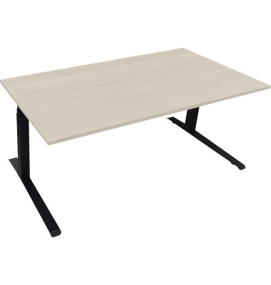 Sitz-Steh-Schreibtisch All in One, elektrisch h&ouml;henverstellbar, 64,5-127,5cm (H), 180x90cm (BxT), rechteckig, akazie hell / anth