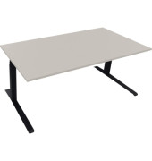 Sitz-Steh-Schreibtisch All in One, elektrisch h&ouml;henverstellbar, 64,5-127,5cm (H), 180x90cm (BxT), rechteckig, lichtgrau / anthra