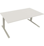 Sitz-Steh-Schreibtisch All in One, elektrisch höhenverstellbar, 64,5-127,5cm (H), 180x90cm (BxT), rechteckig, weiß / silberalumi