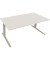 Sitz-Steh-Schreibtisch All in One, elektrisch höhenverstellbar, 64,5-127,5cm (H), 180x90cm (BxT), rechteckig, weiß / silberalumi