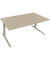 Sitz-Steh-Schreibtisch All in One, elektrisch höhenverstellbar, 64,5-127,5cm (H), 180x90cm (BxT), rechteckig, eiche natur / silb