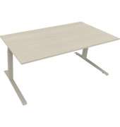 Sitz-Steh-Schreibtisch All in One, elektrisch höhenverstellbar, 64,5-127,5cm (H), 180x90cm (BxT), rechteckig, akazie hell / silb