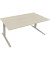 Sitz-Steh-Schreibtisch All in One, elektrisch höhenverstellbar, 64,5-127,5cm (H), 180x90cm (BxT), rechteckig, akazie hell / silb