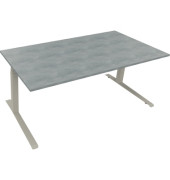 Sitz-Steh-Schreibtisch All in One, elektrisch höhenverstellbar, 64,5-127,5cm (H), 180x90cm (BxT), rechteckig, beton hell / silbe