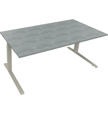 Sitz-Steh-Schreibtisch All in One, elektrisch h&ouml;henverstellbar, 64,5-127,5cm (H), 180x90cm (BxT), rechteckig, beton hell / silbe