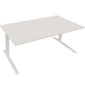 Sitz-Steh-Schreibtisch All in One, elektrisch höhenverstellbar, 64,5-127,5cm (H), 180x90cm (BxT), rechteckig, weiß / weiß