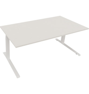 Sitz-Steh-Schreibtisch All in One, elektrisch höhenverstellbar, 64,5-127,5cm (H), 180x90cm (BxT), rechteckig, weiß / weiß Sitz-Steh-Schreibtisch All in One, elektrisch höhenverstellbar, 64,5-127,5cm (H), 180x90cm (BxT), rechteckig, weiß / weiß