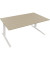 Sitz-Steh-Schreibtisch All in One, elektrisch höhenverstellbar, 64,5-127,5cm (H), 180x90cm (BxT), rechteckig, eiche natur / weiß