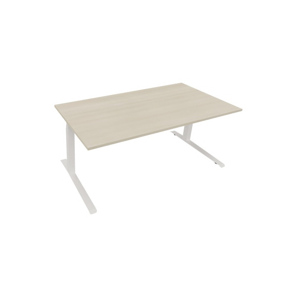 4003969086081 - Sitz-Steh-Schreibtisch All in One elektrisch höhenverstellbar 645-1275cm (H) 180x90cm (BxT) rechteckig akazie hell   weiß