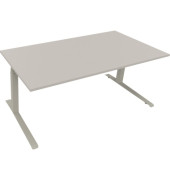 Sitz-Steh-Schreibtisch All in One, elektrisch höhenverstellbar, 64,5-127,5cm (H), 180x90cm (BxT), rechteckig, lichtgrau / weiß