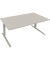 Sitz-Steh-Schreibtisch All in One, elektrisch höhenverstellbar, 64,5-127,5cm (H), 180x90cm (BxT), rechteckig, lichtgrau / weiß