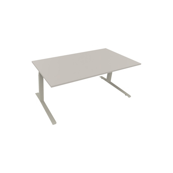 4003969086135 - Sitz-Steh-Schreibtisch All in One elektrisch höhenverstellbar 645-1275cm (H) 180x90cm (BxT) rechteckig lichtgrau   weiß 4