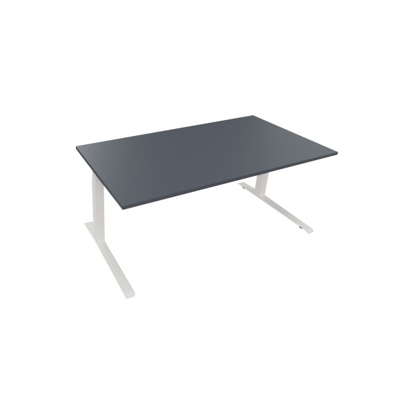 4003969086128 - Sitz-Steh-Schreibtisch All in One elektrisch höhenverstellbar 645-1275cm (H) 180x90cm (BxT) rechteckig lavagrau   weiß 40