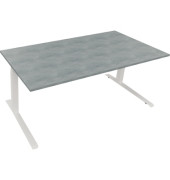 Sitz-Steh-Schreibtisch All in One, elektrisch höhenverstellbar, 64,5-127,5cm (H), 180x90cm (BxT), rechteckig, beton hell / weiß