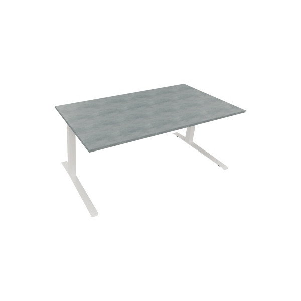 4003969086098 - Sitz-Steh-Schreibtisch All in One elektrisch höhenverstellbar 645-1275cm (H) 180x90cm (BxT) rechteckig beton hell   weiß 