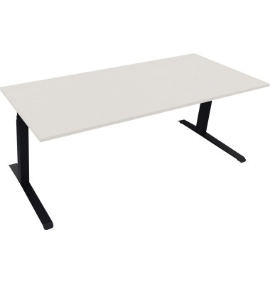 Sitz-Steh-Schreibtisch All in One, elektrisch h&ouml;henverstellbar, 64,5-127,5cm (H), 200x80cm (BxT), rechteckig, wei&szlig; / anthrazit m