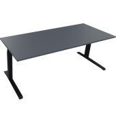 Sitz-Steh-Schreibtisch All in One, elektrisch höhenverstellbar, 64,5-127,5cm (H), 200x80cm (BxT), rechteckig, lavagrau / anthrazit metallic