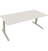 Sitz-Steh-Schreibtisch All in One, elektrisch höhenverstellbar, 64,5-127,5cm (H), 200x80cm (BxT), rechteckig, weiß / silberaluminium