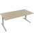 Sitz-Steh-Schreibtisch All in One, elektrisch h&ouml;henverstellbar, 64,5-127,5cm (H), 200x80cm (BxT), rechteckig, eiche natur / silb
